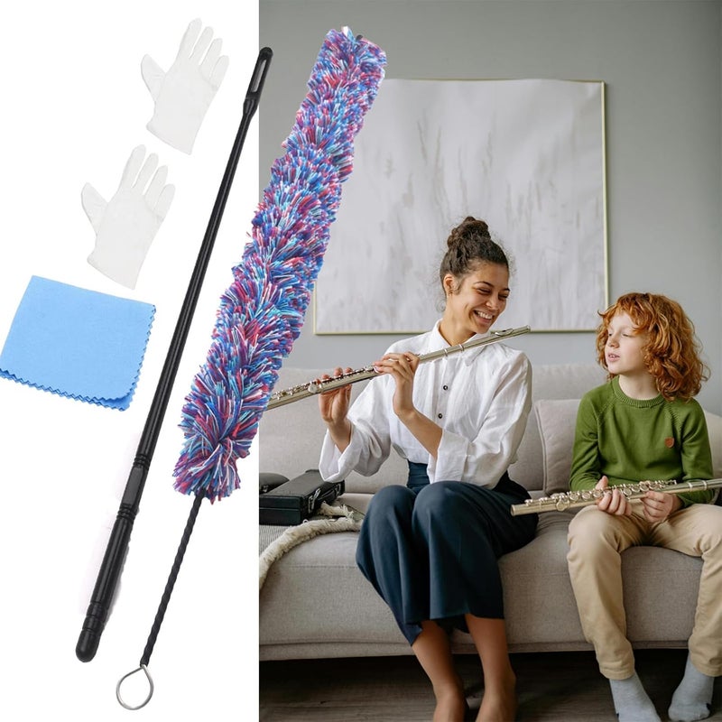 REMAGIC Flute Cleaner Care Cleaning Kit, Flute Cleaning Cotton Cleaning Brush, Flute Cleaning Swabs, Double End Dust Brush, Flute Cleaning Rod, Screwdriver for Flute Repairing, Cotton Gloves, Cleaning Cloth - Image 2